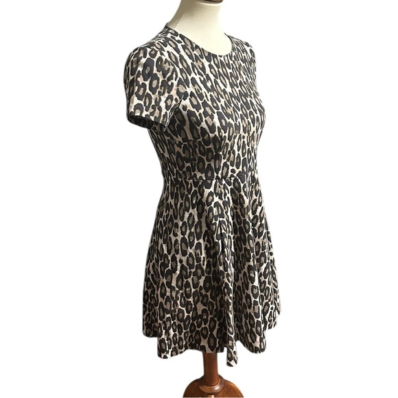 Kate Spade Brown Leopard Fit-n-Flare A-line Mini Dress Size 6 - Picture 3 of 10
